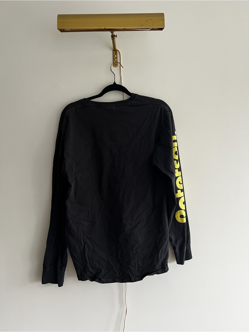 Patterson Black Long-Sleeve Graphic Shirt with Yellow Sleeve Print
